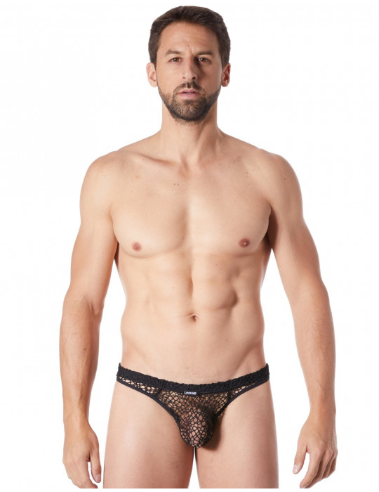 String noir sexy filet irrégulier fétichiste - LM810-57BLK