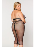 Ensemble 2 pièces grande taille, soutien gorge et jupe longue transparente noir - DG12770XBLK Ensemble 2 pièces grande taille, soutien gorge et jupe longue transparente noir - DG12770XBLK