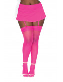 Bas nylon rose néon coutures grande taille pour jarretelles - DG0007XHPK Bas nylon rose néon coutures grande taille pour jarretelles - DG0007XHPK