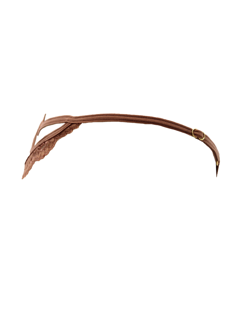 String taupe en dentelle avec bijou cœur doré - PA02MBRW