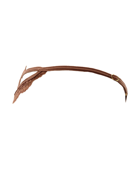 String taupe en dentelle avec bijou cœur doré - PA02MBRW