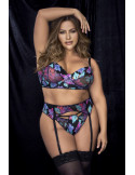 Ensemble trois pièces noir, grande taille, imprimé fleurs exotiques- MAL8770XPRT Ensemble trois pièces noir, grande taille, imprimé fleurs exotiques- MAL8770XPRT