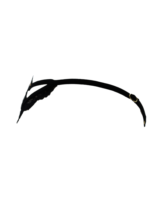 String noir en dentelle avec bijou cœur doré - PA02MBLK