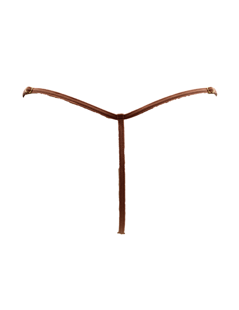 String en dentelle taupe ouvert avec chaînes dorées - PA01MTAUPE