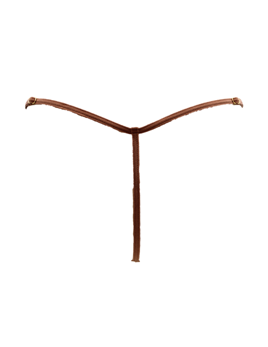 String en dentelle taupe ouvert avec chaînes dorées - PA01MTAUPE