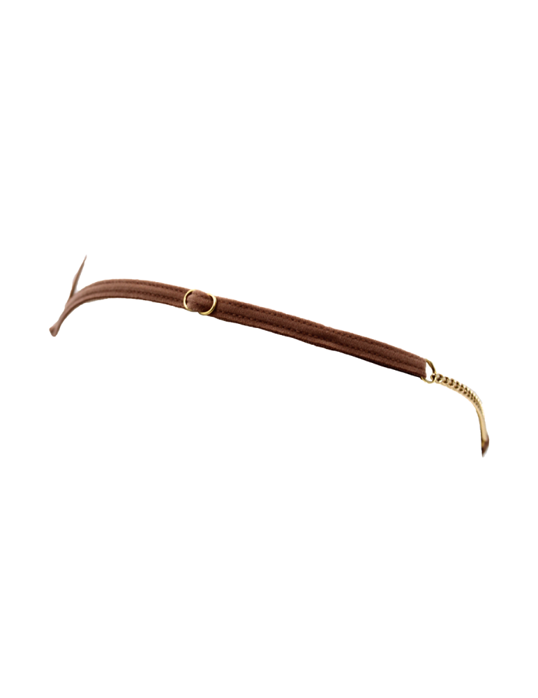 String en dentelle taupe ouvert avec chaînes dorées - PA01MTAUPE