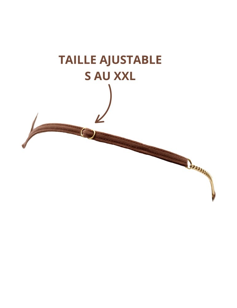 String en dentelle taupe ouvert avec chaînes dorées - PA01MTAUPE