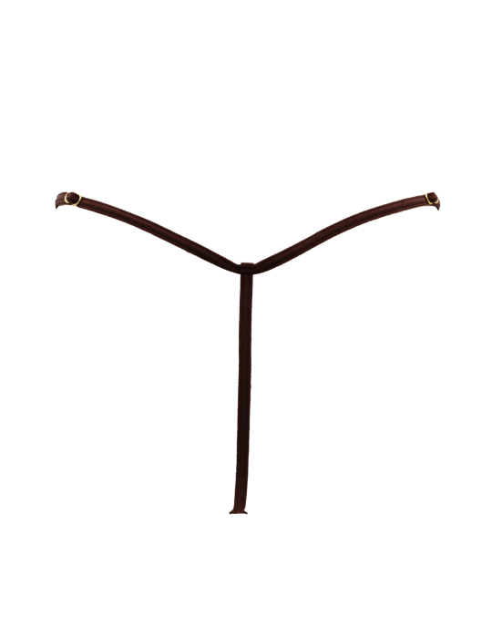 String en dentelle marron ouvert avec chaînes dorées - PA01MBRW