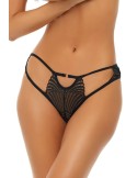 Culotte noire fantaisie ouverte à l'entrejambe - REN1173-BLK