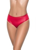 String bande large en wetlook rouge, taille haute, tissu fronçé à l'arrière - MAL3038WRED