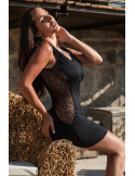 Robe noire avec ouverture filet sur les côtés - Léa - LDR6BLK Robe noire avec ouverture filet sur les côtés - Léa - LDR6BLK