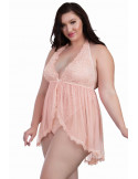 Body string grande taille décolleté effet nuisette ouverte - DG11513XPNK Body string grande taille décolleté effet nuisette ouverte - DG11513XPNK