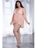 Body string grande taille décolleté effet nuisette ouverte - DG11513XPNK Body string grande taille décolleté effet nuisette ouverte - DG11513XPNK