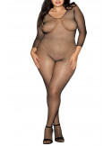Bodystocking noir résille grande taille ouvert à l'entre-jambes - DG0015XBLK Bodystocking noir résille grande taille ouvert à l'entre-jambes - DG0015XBLK