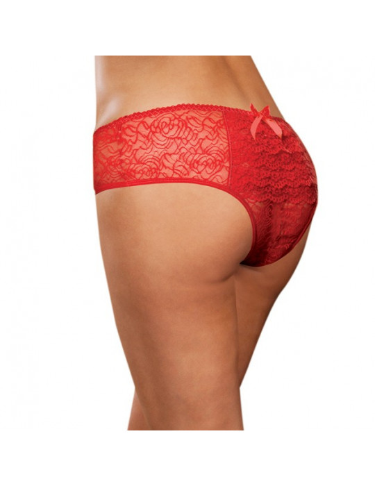 Panty taille basse, ouvert, fronces au dos - DG1300XRED