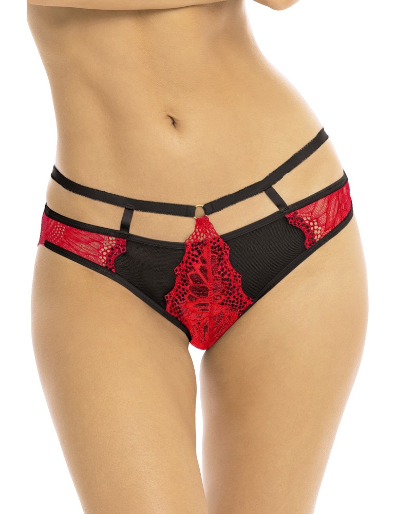 Culotte échancrée rouge et noir - REN1171-RED Culotte échancrée rouge et noir - REN1171-RED