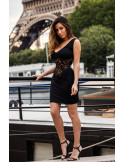 Robe cocktail dentelle florale asymétrique - LDR4 Robe cocktail dentelle florale asymétrique - LDR4