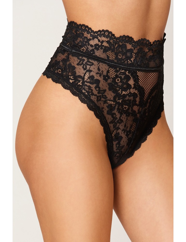 String dentelle taille haute noir - DG1477BLK