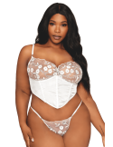 Bustier blanc avec armatures grande taille, en satin et dentelle florale - DG13262XWHT