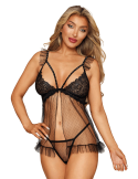Babydoll noir et string assorti - DG13694BLK