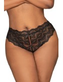Tanga noir ouvert à l'entrejambe grande taille - DG1468XBLK