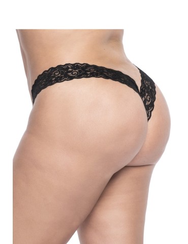 String brésilien en dentelle noir grande taille - MAL93XBLK 2