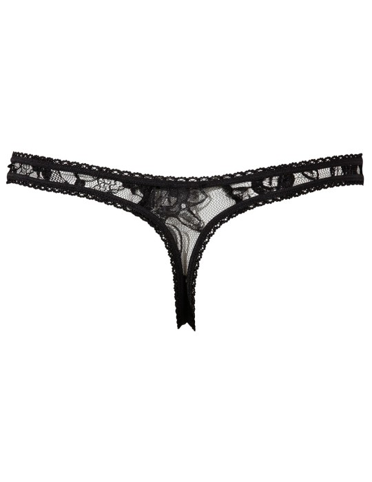 String ouvert à l'entre-jambe en dentelle noire - R2320002