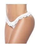 Culotte ouverte blanche avec froufrou en dentelle - MAL119WHT