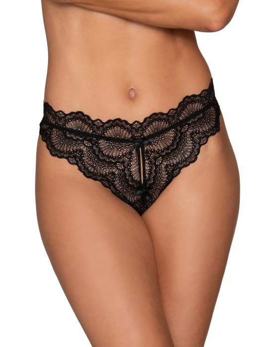 Tanga noir ouvert à l'entrejambe - DG1468BLK Tanga noir ouvert à l'entrejambe - DG1468BLK