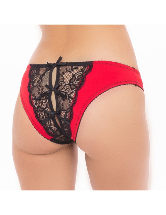 Culotte ouverte noir et rouge - REN1157-RED Culotte ouverte noir et rouge - REN1157-RED
