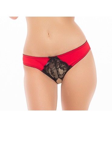 Culotte ouverte noir et rouge - REN1157-RED 2