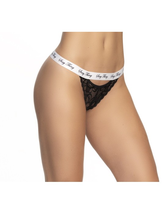 Culotte dentelle noir avec ceinture blanche imprimé - MAL118BKW Culotte dentelle noir avec ceinture blanche imprimé - MAL118BKW