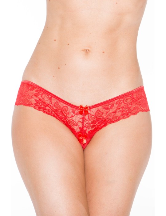 Tanga string rouge en dentelle avec noeud arrière - SOH31035RED Tanga string rouge en dentelle avec noeud arrière - SOH31035RED