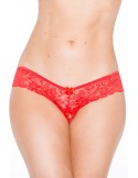 Tanga string rouge en dentelle avec noeud arrière - SOH31035RED