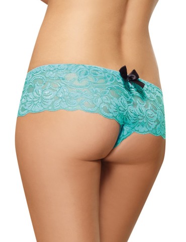 Shorty ouvert bleu turquoise court en dentelle - DG7177TUR 2