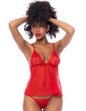 Nuisette courte rouge et string assorti - MAL7562RD