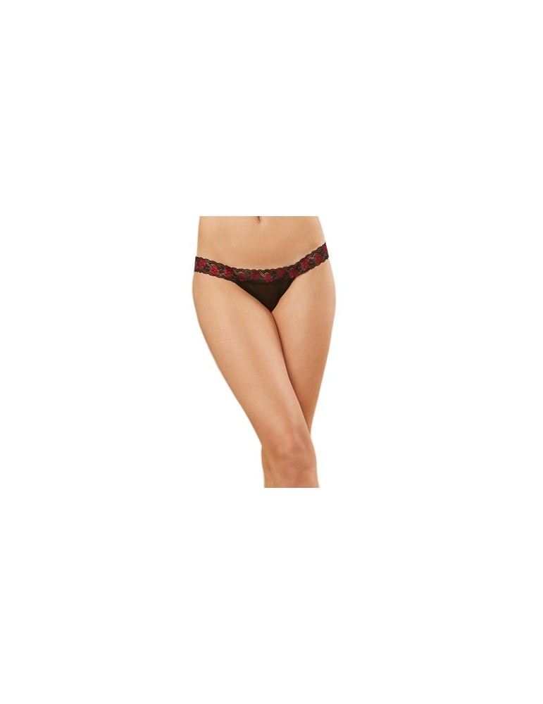 Panty dentelle et strappy - DG1424BLK