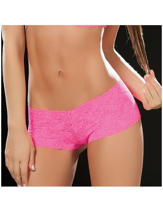 Boyshort dentelle Hot pink - MAL90PNK
