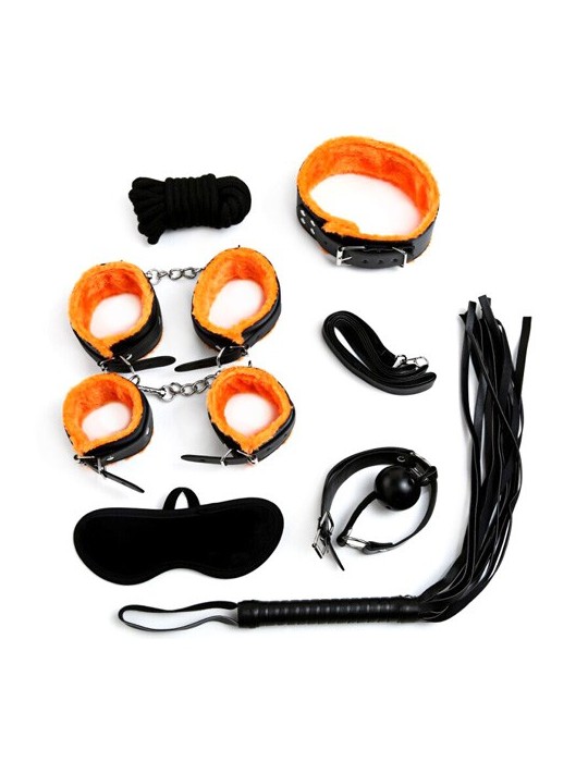 Kit Bondage 7 Pièces Noir/Orange Kit Bondage 7 Pièces Noir/Orange