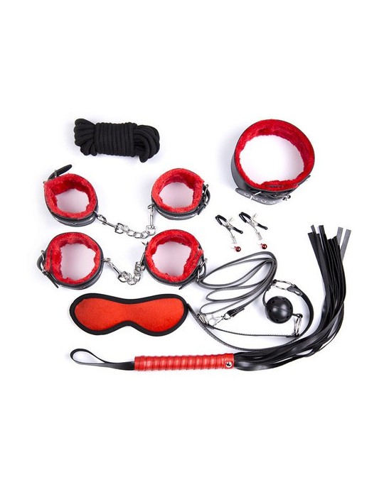 Pack Bondage SM 10 pièces Rouge
