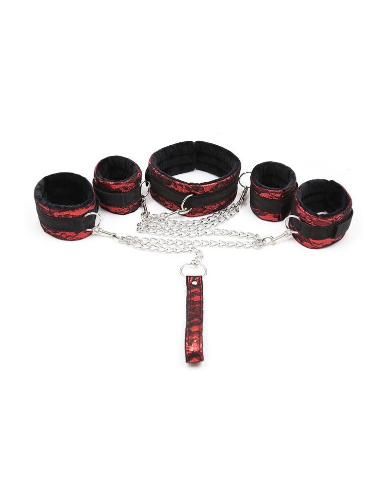 Kit Bondage Collier + Menottes Rouge Kit Bondage Collier + Menottes Rouge