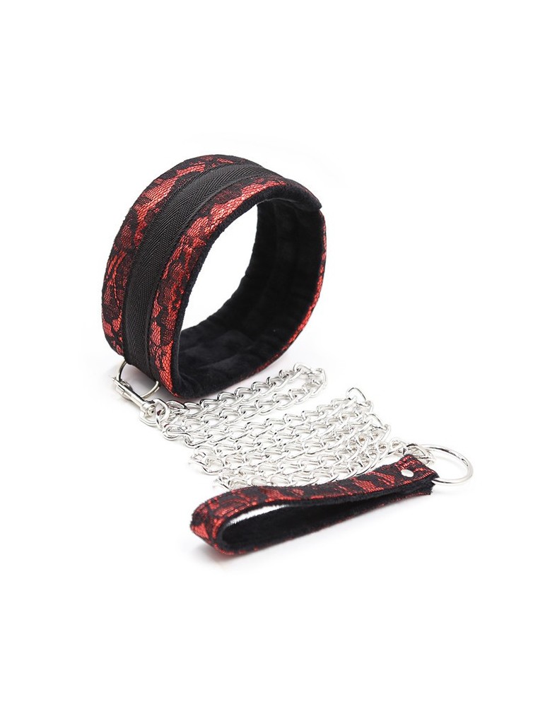Kit Bondage Collier + Menottes Rouge
