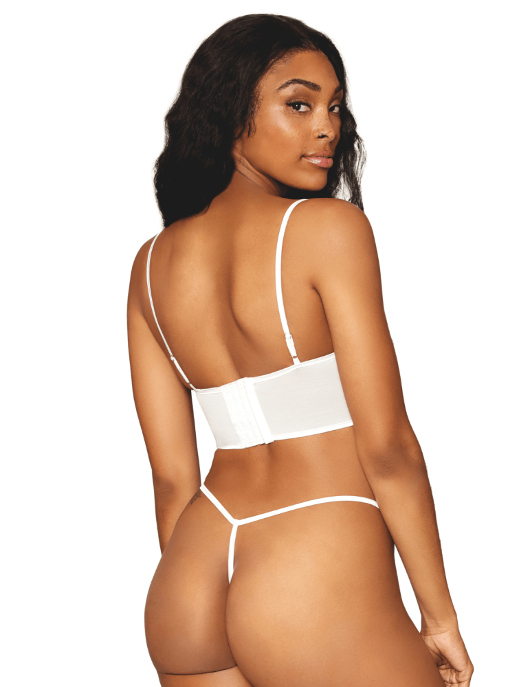 Bustier blanc avec armatures, en satin et dentelle florale - DG13262WHT