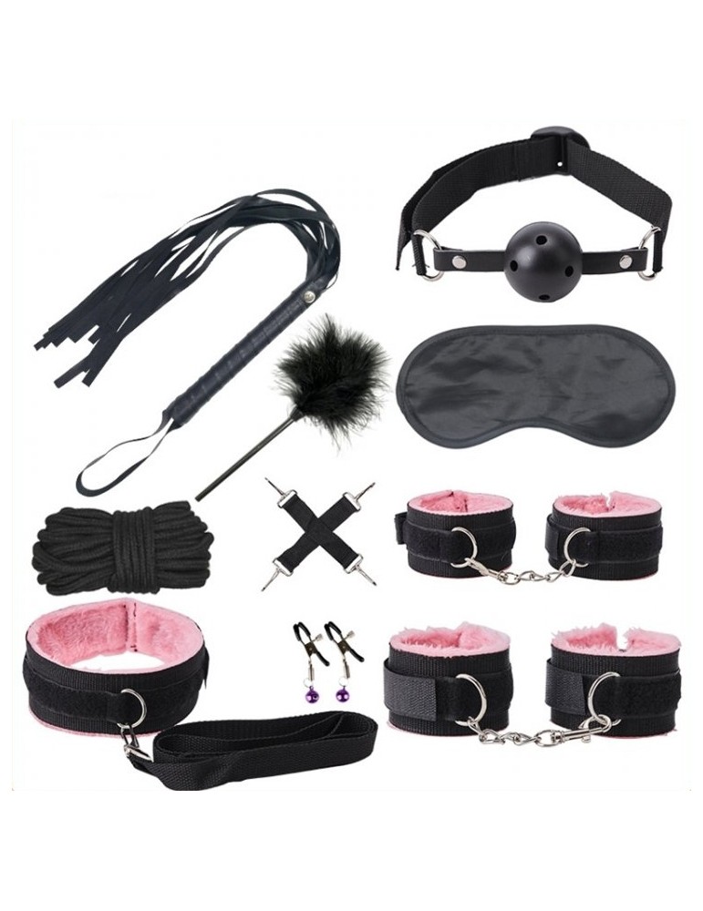 Kit Sm Bondage Push 9 Pièces Noir-rose Kit Sm Bondage Push 9 Pièces Noir-rose