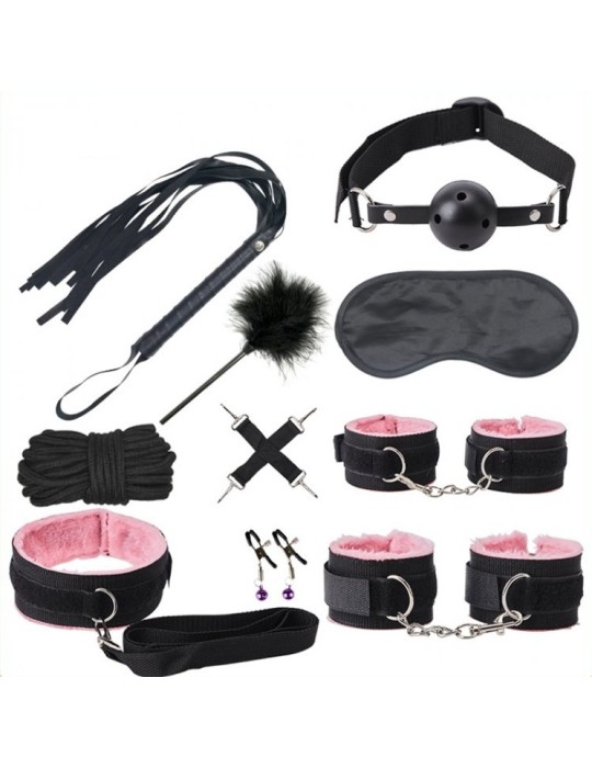Kit Sm Bondage Push 9 Pièces Noir-rose Kit Sm Bondage Push 9 Pièces Noir-rose