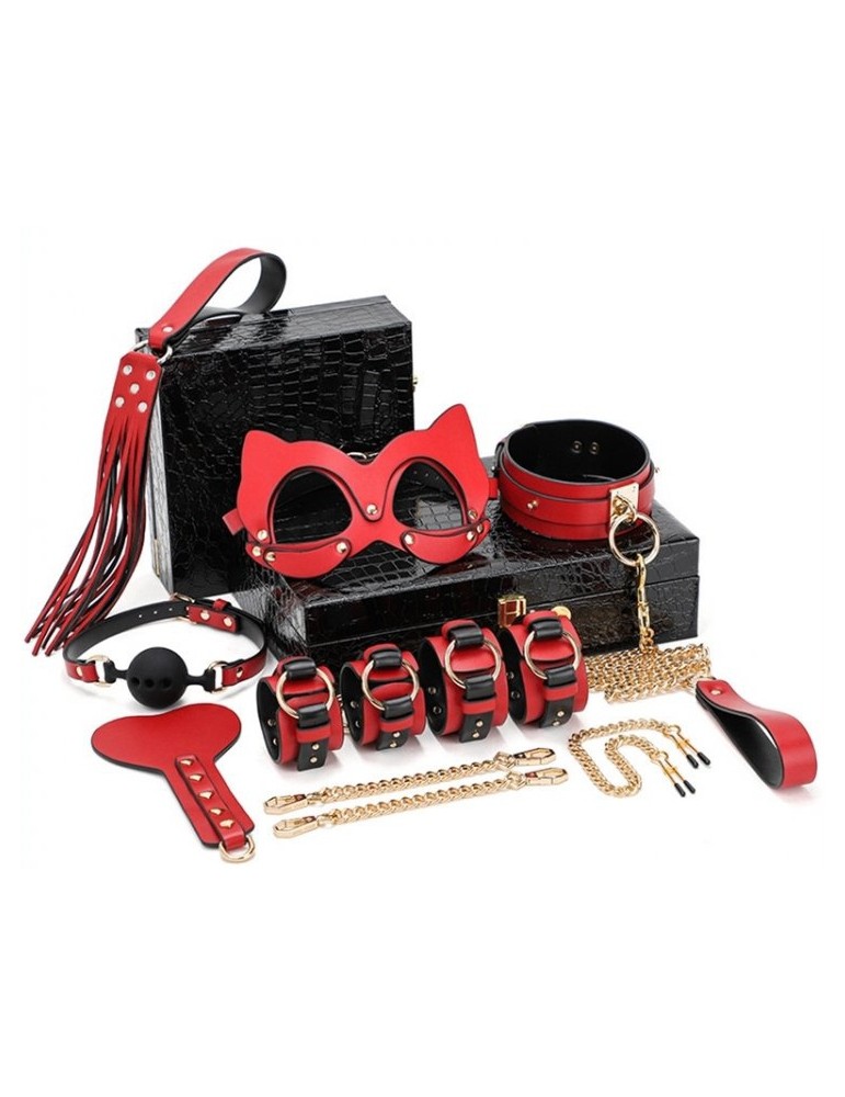 Coffret BDSM Luxury Noir-Rouge 8 Pièces