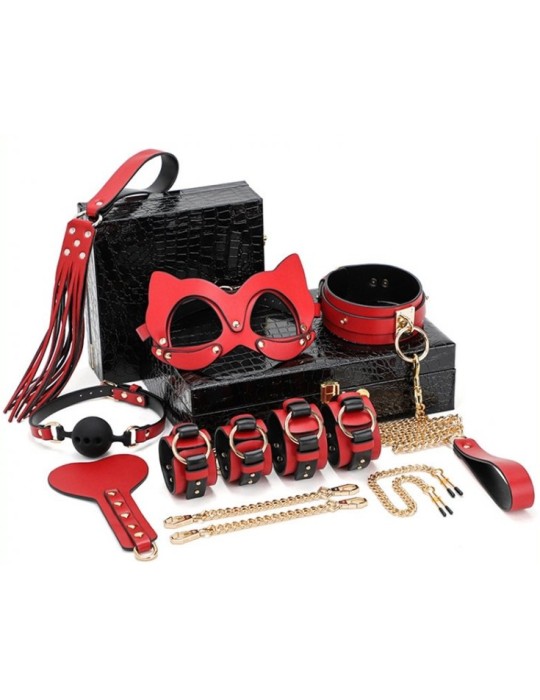 Coffret BDSM Luxury Noir-Rouge 8 Pièces