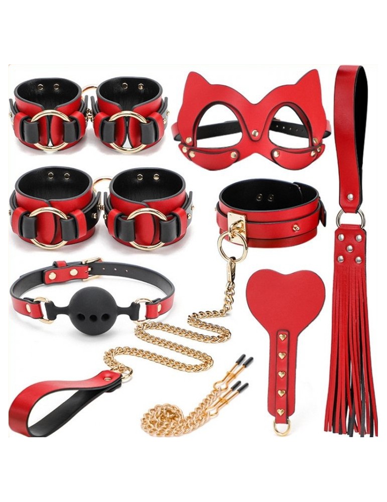 Coffret BDSM Luxury Noir-Rouge 8 Pièces