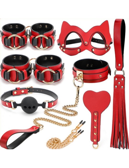Coffret BDSM Luxury Noir-Rouge 8 Pièces