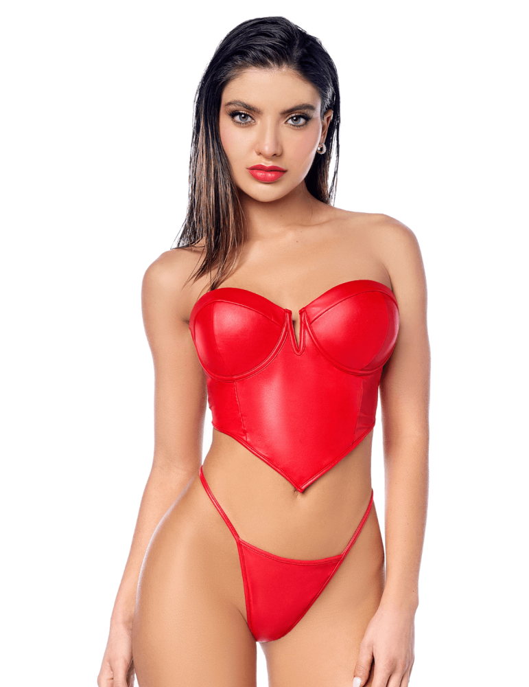 Ensemble 2 pièces en similicuir rouge lisse - MAL2809RED Ensemble 2 pièces en similicuir rouge lisse - MAL2809RED